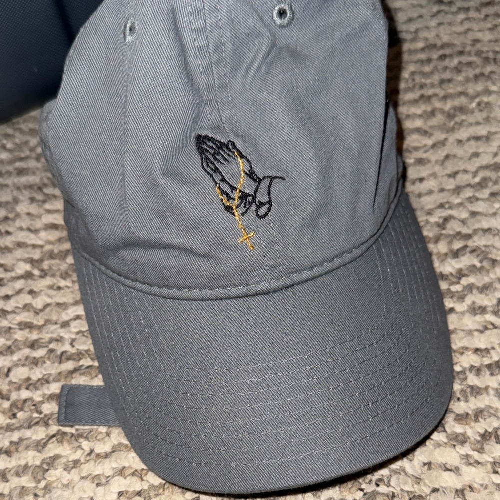 Gray Cap with Embroidered Design